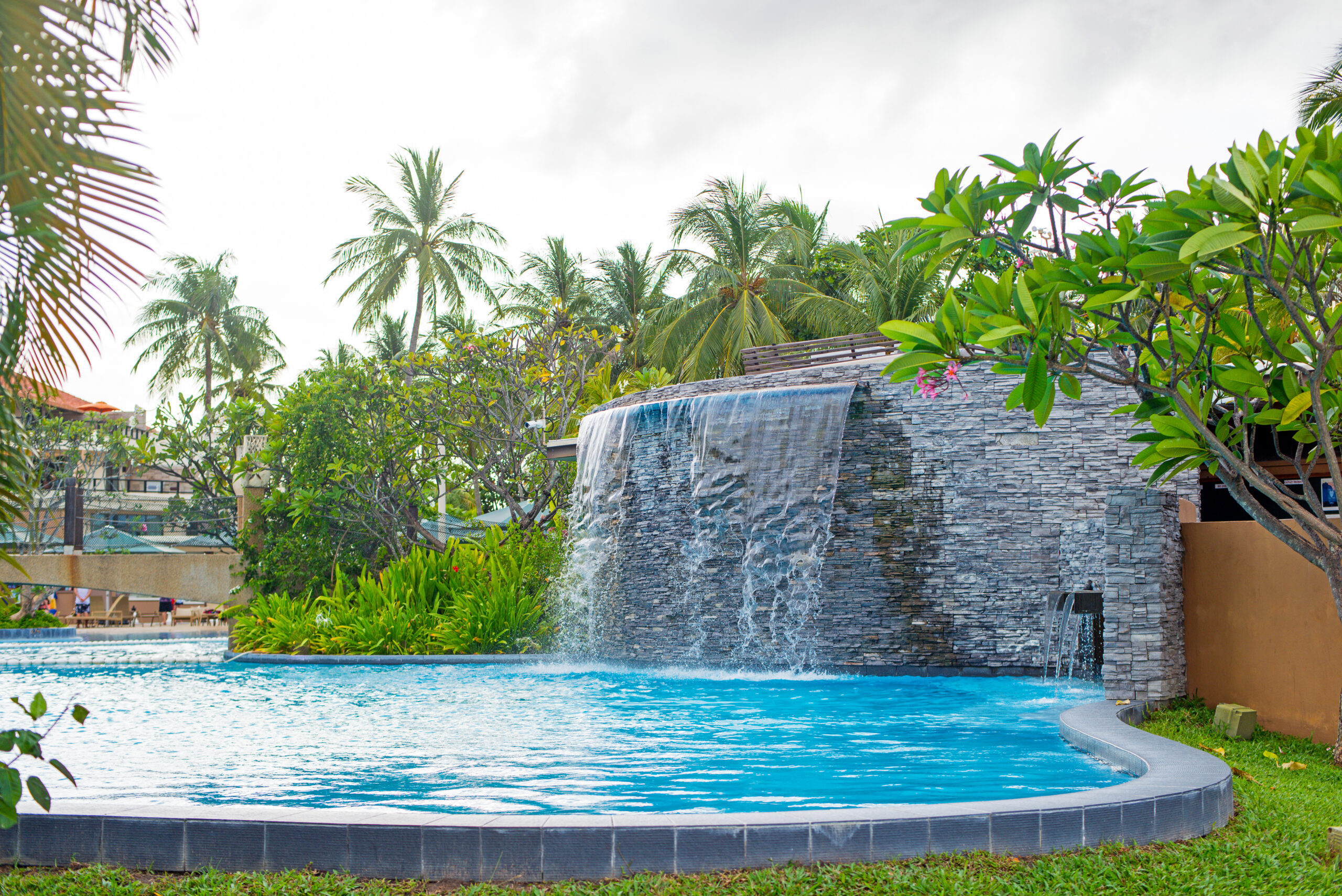swimming pool and waterfall features